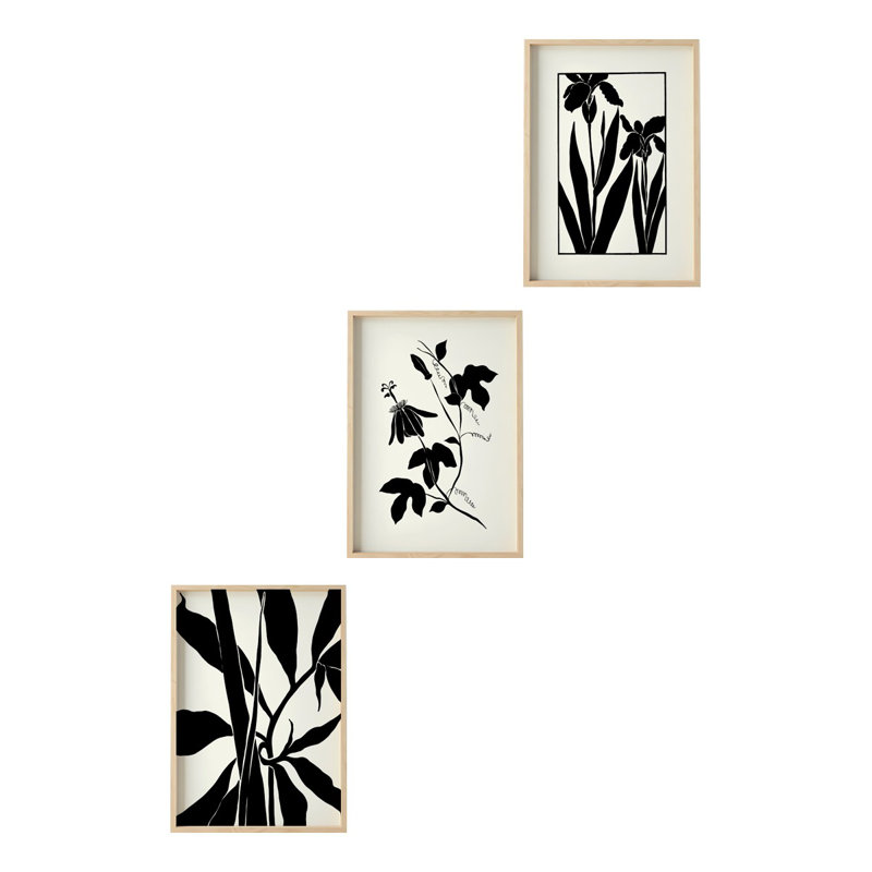 Ensemble de 3 panneaux décoratifs en bois aggloméré élégants, 11,8 x 15,7 pouces | Œuvre d'art 100% en panneau de fibres à densité moyenne (épaisseur: 0,1 po) avec cadres en bois massif (épaisseur: 1,0 po) | Parfait pour le salon, la chambre à coucher et le bureau