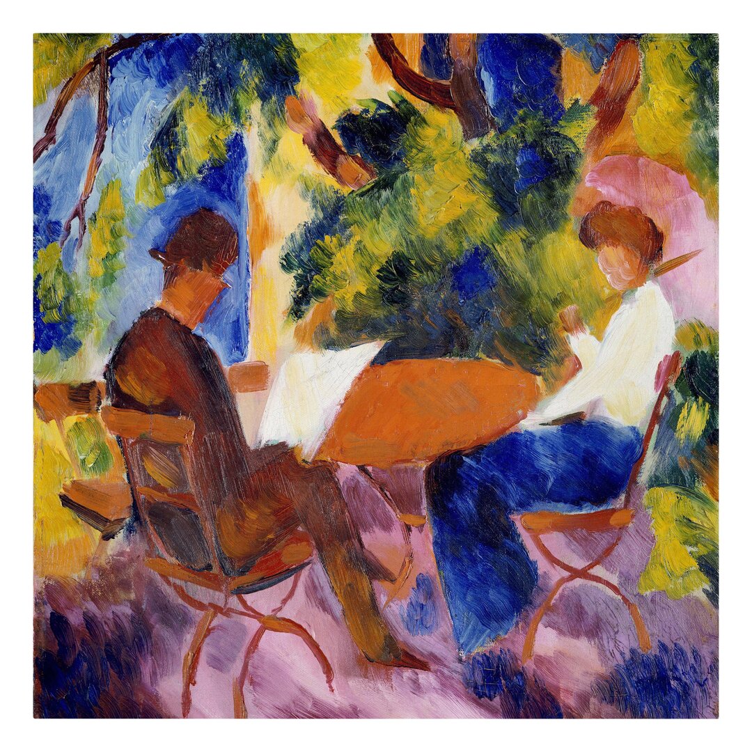 Leinwandbild Paar am Gartentisch von August Macke