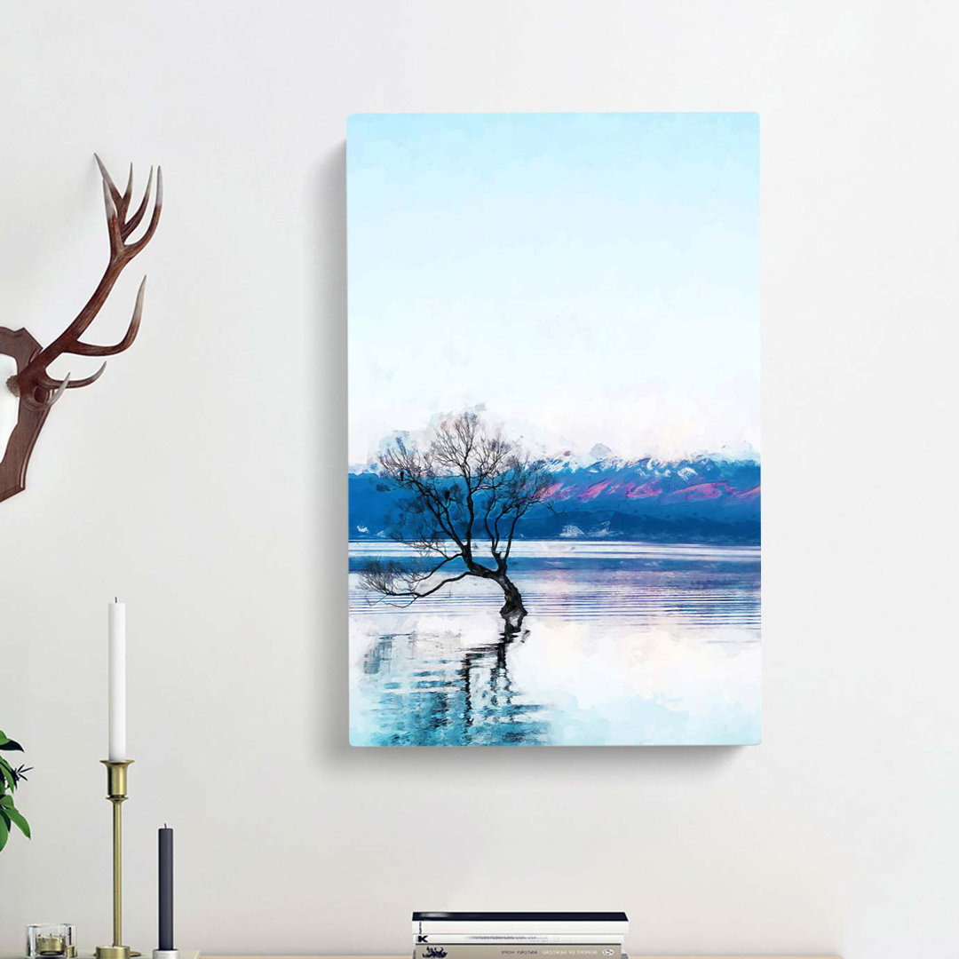 Tree in Lake Wanaka New Zealand - Wrapped Canvas