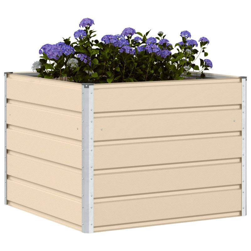  Planter Steel, 75cm H x 100cm W x 100cm D, Ivory