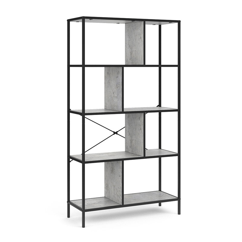Lizette 80cm W Metal Standard Bookcase, Concrete, 4