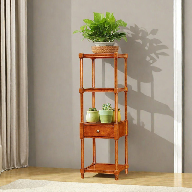 Tablettes simples en bois massif avec support à plantes