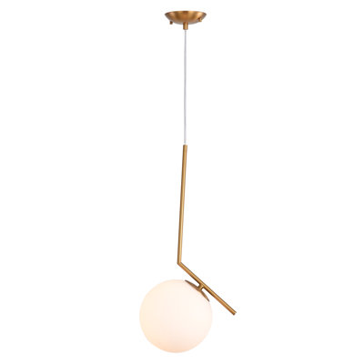 Kingston Seymour 1-Light Single Globe Pendant With A Milk White Glass Shade