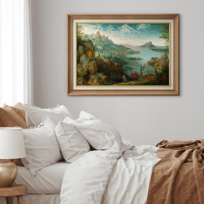 «Mountain Lake Valley», art rétro, images de salle de bureau, impression sur toile encadrée sur toile.