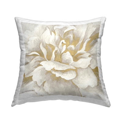 Gold & White Flower Decorative Printed Throw Pillow Design by Elizabeth Medley