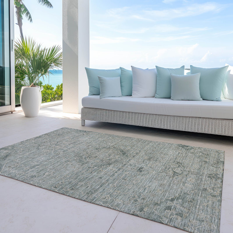 Tapis intérieur / extérieur vert Malia , 9 pi x 12 pi
