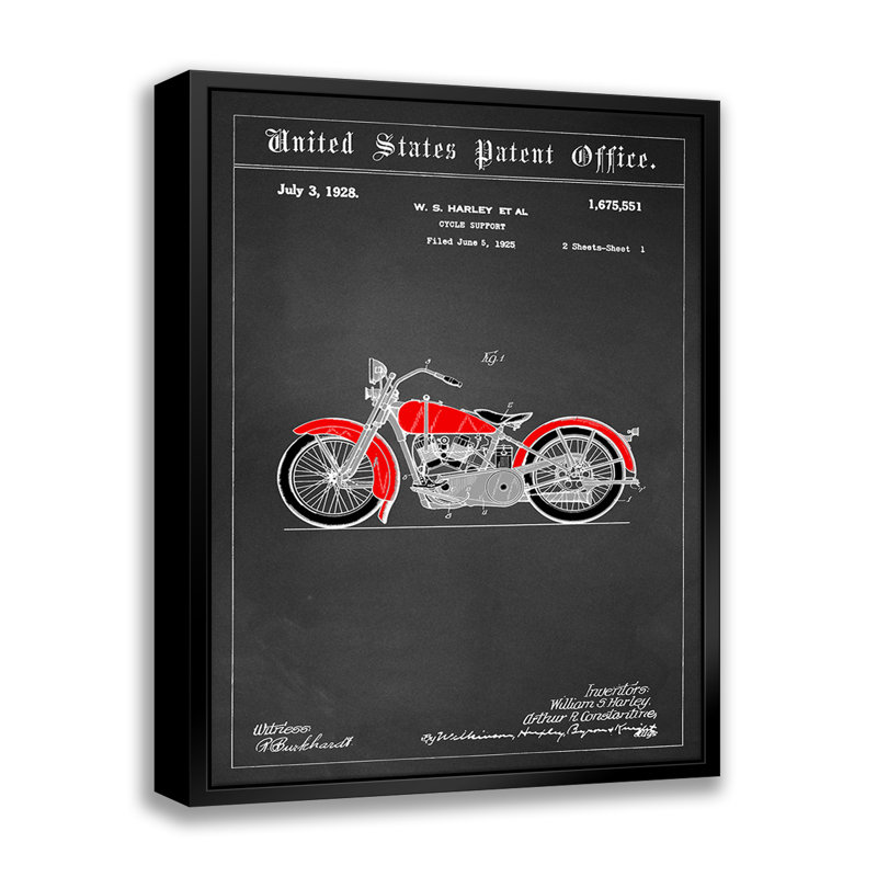 Harley Davidson, impression sur toile avec cadre flottant, L 16 po x H 20 po