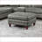 Ottoman, Slate Gray Breathable Leatherette Tufted Nailhead, Contemporary Living Room | Solid Wood Legs | Walnut Brown Finish