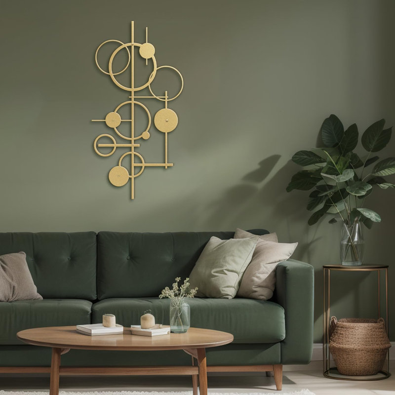 Décoration murale en métal, H 18 po x l 9 po x P 0,05 po, Or