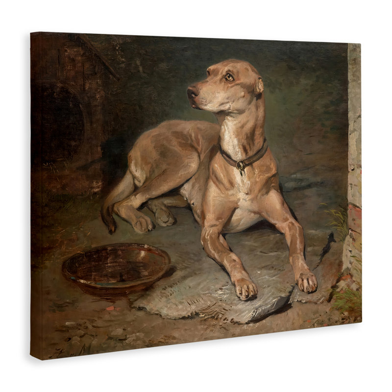 Chien historique et toile de bol, design par Lil 'Rue, H 16 po x l 20 po