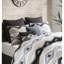 Couette double de 20 cm, de couleur bleue, garnissage épais, envers en microfibre douce et style rustique contemporain