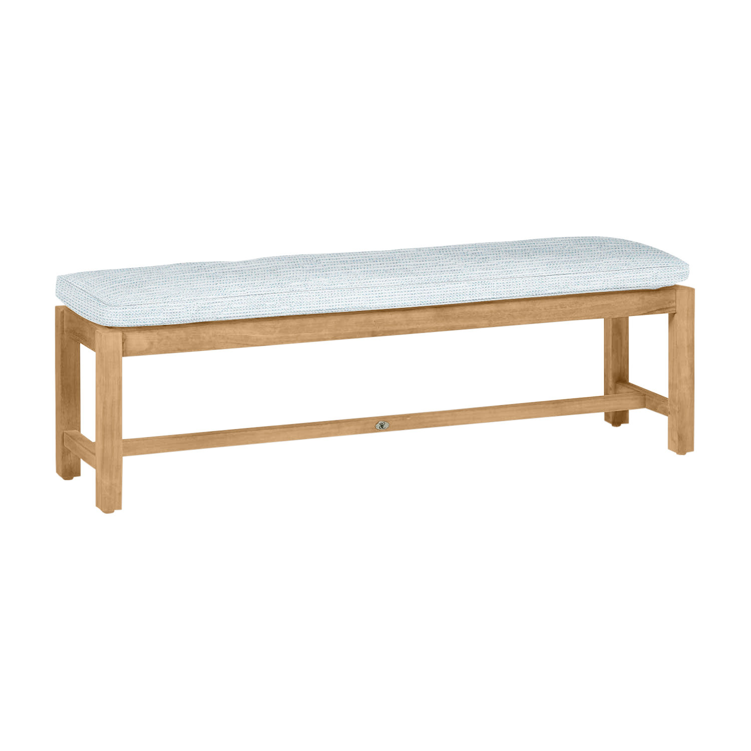 Club Outdoor Backless Bench 59 in., No Welt, Natural Teak, Paper Sky