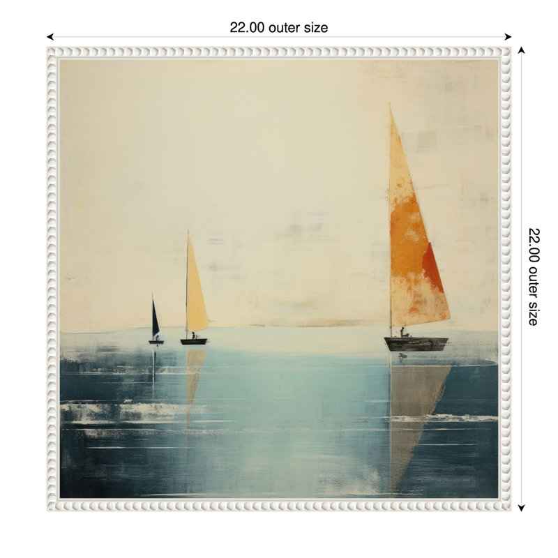Impression sur toile encadrée, "Minimalist maritime bateaux II" par Irena Orlov, H 22 po x l 22 po