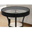 Table d'appoint, côté, bout, table de chevet, lampe, rond, verre trempé transparent, métal noir