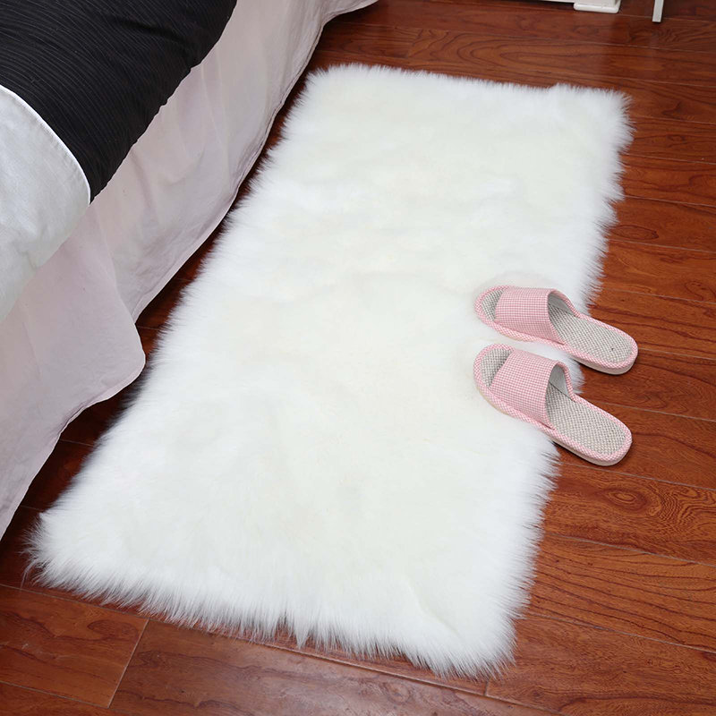 Eversole Handmade Shag Retangular White Rug, Rectangle 60 x 90cm