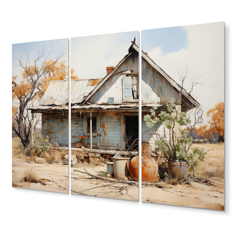 Farmhouse Mystique Path I - Paysages, ensemble de reproductions d'art en métal