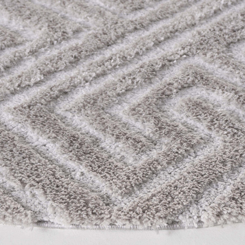 Tahoe Shag Performance Geometric Rug, Round 6'7"