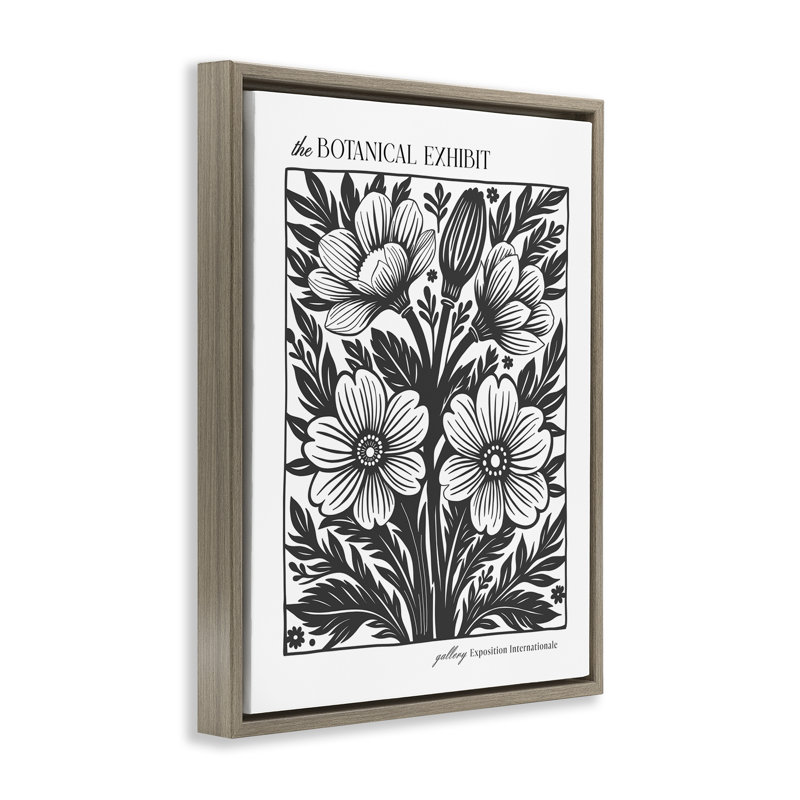 Art mural rétro sur toile flottante avec fleurs rétro, design par lettré et doublé, H 21 po x l 17 po
