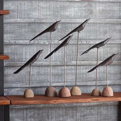 Leclair Hand-Carved Wood Bird Sculpture Set
