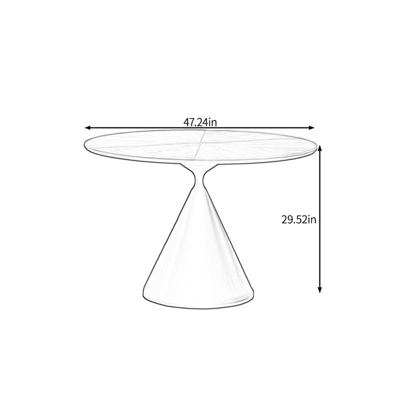Table de salle à manger durable et écologique, H 29,52 po x L 47,24 po x l 47,24 po
