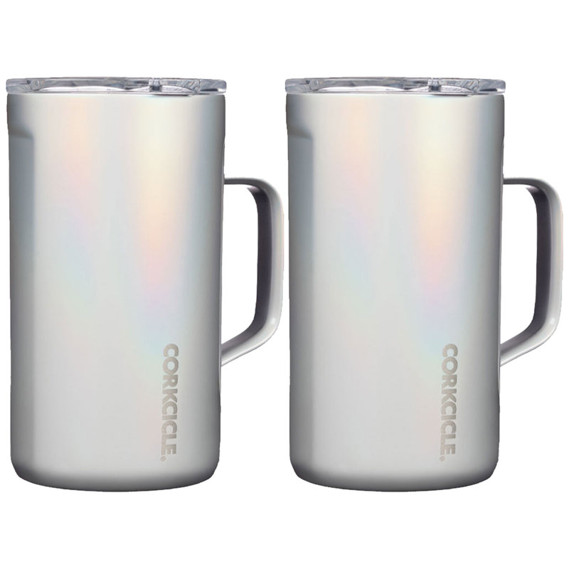 Corkcicle Triple Wall Insulated Stainless Steel Travel Mug, 22 oz., Transparent/Navy