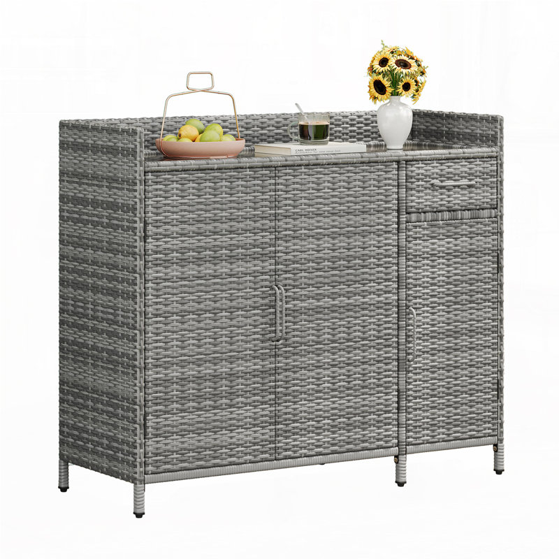 Armoire de rangement extérieure en osier 47,5 po, Gris