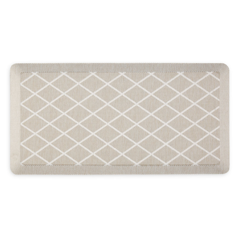 Beige Diamond Pattern Anti-Fatigue Kitchen Mat 19.6" x 32"