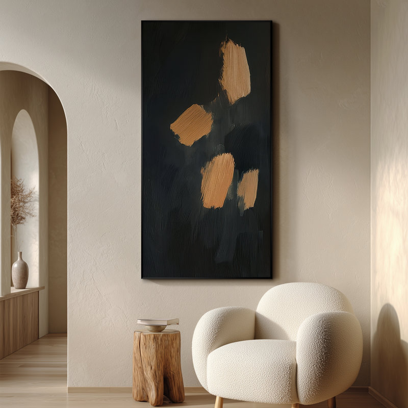 Extra Large Wall Art Fabric Print - Abstract Black & Gold Art Modern Contemporary Artwork Decor for Living Room or Bedroom - "Frame Assembly Required (Unfinished Frame)"