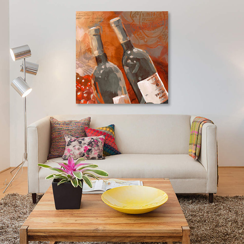 « red wine ii », reproduction d’impression sur toile, H 12 po x l 12 po x P 0,75 po, Pas de tapis, Toile tendue