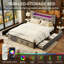 EU Double (140X200cm) & King (160X200cm) Velvet Storage Bed With 4 Drawers, LED Shelf Headboard & USB-C Charging-1781300488-1781300486