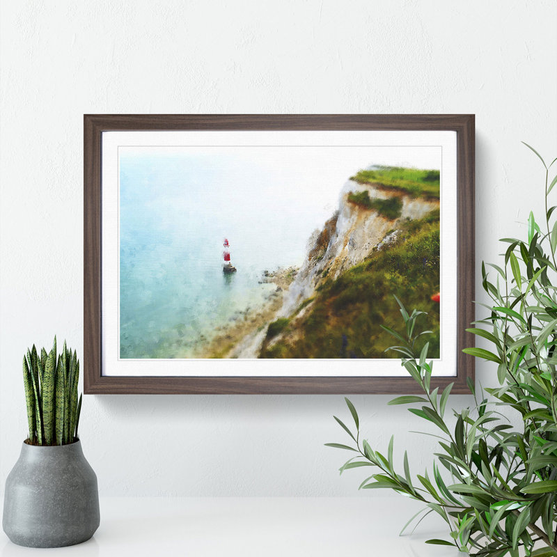 View of a Lighthouse Vol.5 - Picture Frame Graphic Art, Walnut, 27cm H x 36cm W x 2cm D