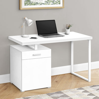 Bureau d'ordinateur, bureau personnel, ordinateur portable, installation à gauche, à droite, tiroirs de rangement, L 48 po, travail, métal stratifié, contemporain, moderne
