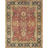 Melody Hand Knotted Wool Oriental Area Rug in Red/Black