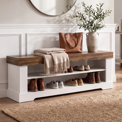 Banc d'entrée 55 po, banc à chaussures en bois