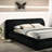 Platform Style Modern Black Fabric Pleated Upholstered Bed, Eastern King For Bedroom Ambiance Contemporary Engineered Wood, Size Luxury-716167040-716167069