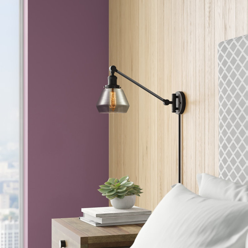 Chill Plug-in Swing Arm Sconce, Oil Rubbed Bronze, Smoked