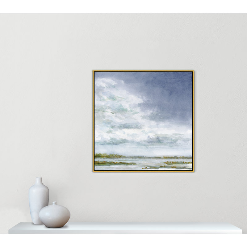 Nuage à droite - reproduction carrée par Patti Bishop, H 37,5 po x l 37,5 po, Doré