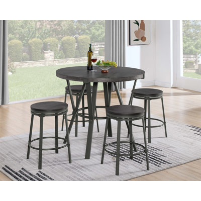 Table de salle à manger en bois avec 4 tabourets pivotants