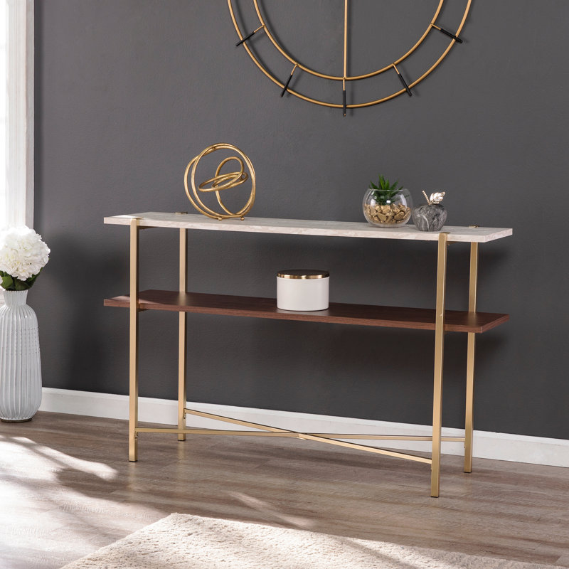 Faux Marble Console Table, With Storage