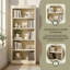 Ensemble de bibliothèque autoportante de 83 pouces de hauteur avec éclairage à DEL, adapté aux salons et aux bureaux, disponible en beige et jaune-1273385347