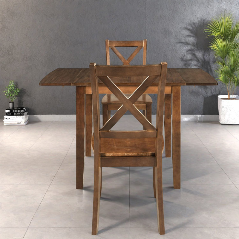 Ensemble de tables de salle à manger extensibles en bois avec rangement, conception moderne en noyer pour les petits espaces