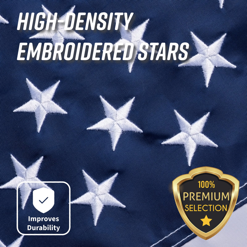 USA Nylon Home & Public Display Flag with Embroidered Stars Mobin, 36" H x 60" W