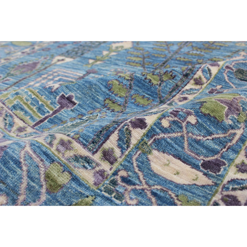 Tapis bleu noué à la main de haute qualité