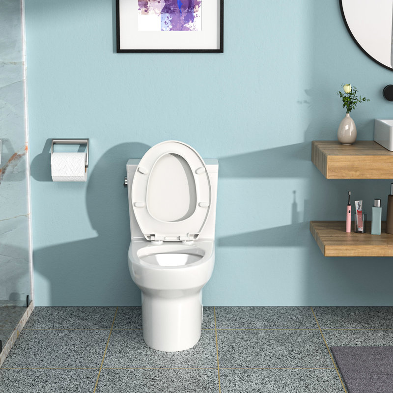 Ceramic One Piece Toilet - Strong Flushing Power, White Ceramic, 30 In. D X 16.62 W 29.6 H With Stable Structure Silent Flushing, White,