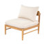 Canapé d'extérieur en forme de L en bois d'acacia, finition teck clair avec coussin beige