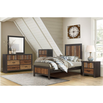 Sileas Dark Ebony And Rustic Mahogany Faux-Wood Panel Bedroom Set Full 3 Piece: Bed, Dresser, Mirror -  17 Stories, 77F3A55F24BA4B6EB15480D432113D4D