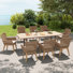 Ensemble repas 8 personnes pour l'extérieur en bois avec coussins