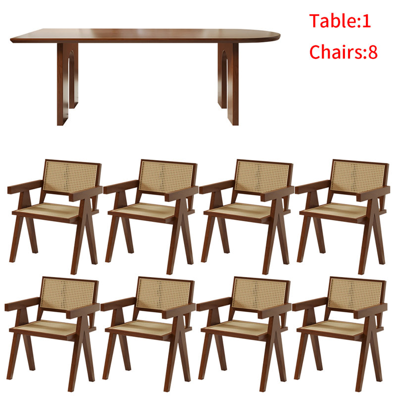 Table de salle à manger en bois massif de style nordique Peursem, H 29,5 po x L 86,6 po x l 35,4 po