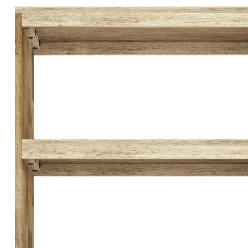 Natural Mango Wood 72" Contemporary Bookcase with Brass Inlay
