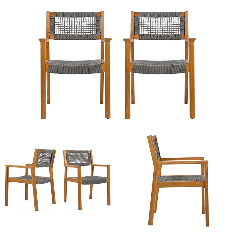 CHAISE DE SALLE À TASSE TRESSÉE (ENSEMBLE DE 2), Naturel, Gris foncé